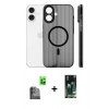 MARSİLYAN™- iPhone 16 Kılıf Pusula Minimal Koleksiyonu - Siyah 360 Mat Full Body Arka Koruyucu + Raze Metal Kamera Lens - SH