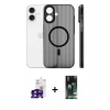 MARSİLYAN™- iPhone 16 Kılıf Pusula Minimal Koleksiyonu - Siyah 360 Mat Full Body Arka Koruyucu + Bilvis Titan Kamera Lens - SH
