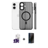 MARSİLYAN™- iPhone 16 Kılıf Pusula Minimal Koleksiyonu - Siyah 3D Antistatik Hayalet Cam Ekran Koruyucu + Bilvis Titan Kamera Lens - YL