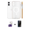MARSİLYAN™- iPhone 16 Kılıf Pusula Minimal Koleksiyonu - Siyah 3D Antistatik Hayalet Cam Ekran Koruyucu + Bilvis Titan Kamera Lens - SH