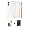 MARSİLYAN™- iPhone 16 Kılıf Pusula Minimal Koleksiyonu - Siyah 3D Antistatik Hayalet Cam Ekran Koruyucu + Raze Metal Kamera Lens - SH