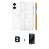 MARSİLYAN™- iPhone 16 Kılıf Pusula Minimal Koleksiyonu - Siyah 3D Antistatik Hayalet Cam Ekran Koruyucu + PVD Metal Kamera Lens - MI