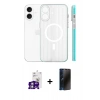 MARSİLYAN™- iPhone 16 Kılıf Pusula Minimal Koleksiyonu - Siyah 3D Antistatik Hayalet Cam Ekran Koruyucu + Bilvis Titan Kamera Lens - GS