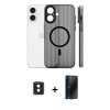 MARSİLYAN™- iPhone 16 Kılıf Pusula Minimal Koleksiyonu - Siyah 3D Antistatik Hayalet Cam Ekran Koruyucu + PVD Metal Kamera Lens - PE