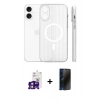 MARSİLYAN™- iPhone 16 Kılıf Pusula Minimal Koleksiyonu - Siyah 3D Antistatik Hayalet Cam Ekran Koruyucu + Bilvis Titan Kamera Lens - PE