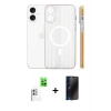 MARSİLYAN™- iPhone 16 Kılıf Pusula Minimal Koleksiyonu - Siyah 3D Antistatik Hayalet Cam Ekran Koruyucu + Raze Metal Kamera Lens - BZ