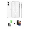 MARSİLYAN™- iPhone 16 Kılıf Pusula Minimal Koleksiyonu - Siyah 3D Antistatik Mat Seramik Nano Ekran Koruyucu + Siyah Raze Metal Kamera Lens