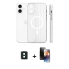 MARSİLYAN™- iPhone 16 Kılıf Pusula Minimal Koleksiyonu - Siyah 3D Antistatik Mat Seramik Nano Ekran Koruyucu + PVD Metal Kamera Lens - YL