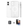 MARSİLYAN™- iPhone 16 Kılıf Pusula Minimal Koleksiyonu - Siyah 3D Antistatik Mat Seramik Nano Ekran Koruyucu + PVD Metal Kamera Lens - MI