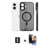 MARSİLYAN™- iPhone 16 Kılıf Pusula Minimal Koleksiyonu - Siyah 3D Antistatik Mat Seramik Nano Ekran Koruyucu + PVD Metal Kamera Lens - YL