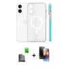 MARSİLYAN™- iPhone 16 Kılıf Pusula Minimal Koleksiyonu - Siyah 3D Antistatik Mat Seramik Nano Ekran Koruyucu + Siyah Raze Metal Kamera Lens