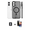 MARSİLYAN™- iPhone 16 Kılıf Pusula Minimal Koleksiyonu - Siyah 3D Antistatik Mat Seramik Nano Ekran Koruyucu + PVD Metal Kamera Lens - MI