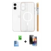 MARSİLYAN™- iPhone 16 Kılıf Pusula Minimal Koleksiyonu - Siyah 3D Antistatik Mat Seramik Nano Ekran Koruyucu + Raze Metal Kamera Lens - LT