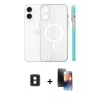 MARSİLYAN™- iPhone 16 Kılıf Pusula Minimal Koleksiyonu - Siyah 3D Antistatik Mat Seramik Nano Ekran Koruyucu + PVD Metal Kamera Lens - MI