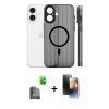 MARSİLYAN™- iPhone 16 Kılıf Pusula Minimal Koleksiyonu - Siyah 3D Antistatik Mat Seramik Nano Ekran Koruyucu + Siyah Raze Metal Kamera Lens