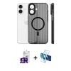 MARSİLYAN™- iPhone 16 Kılıf Pusula Minimal Koleksiyonu - Siyah 3D Antistatik Seramik Nano Ekran Koruyucu + Bilvis Titan Kamera Lens - GS