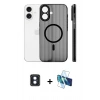 MARSİLYAN™- iPhone 16 Kılıf Pusula Minimal Koleksiyonu - Siyah 3D Antistatik Seramik Nano Ekran Koruyucu + PVD Metal Kamera Lens - MI