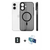 MARSİLYAN™- iPhone 16 Kılıf Pusula Minimal Koleksiyonu - Siyah 3D Antistatik Seramik Nano Ekran Koruyucu + PVD Metal Kamera Lens - YL