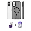 MARSİLYAN™- iPhone 16 Kılıf Pusula Minimal Koleksiyonu - Siyah Bilvis 5in1 3D Magic Cam Ekran Koruyucu + Bilvis Titan Kamera Lens - GS