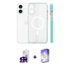 MARSİLYAN™- iPhone 16 Kılıf Pusula Minimal Koleksiyonu - Siyah Bilvis 5in1 3D Magic Cam Ekran Koruyucu + Bilvis Titan Kamera Lens - SH
