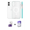 MARSİLYAN™- iPhone 16 Kılıf Pusula Minimal Koleksiyonu - Siyah Bilvis 5in1 3D Magic Cam Ekran Koruyucu + Bilvis Titan Kamera Lens - GS