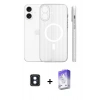 MARSİLYAN™- iPhone 16 Kılıf Pusula Minimal Koleksiyonu - Siyah Bilvis 5in1 3D Magic Cam Ekran Koruyucu + PVD Metal Kamera Lens - MI