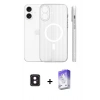 MARSİLYAN™- iPhone 16 Kılıf Pusula Minimal Koleksiyonu - Siyah Bilvis 5in1 3D Magic Cam Ekran Koruyucu + PVD Metal Kamera Lens - PE