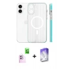 MARSİLYAN™- iPhone 16 Kılıf Pusula Minimal Koleksiyonu - Siyah Bilvis 5in1 3D Magic Cam Ekran Koruyucu + Raze Metal Kamera Lens - PE