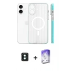 MARSİLYAN™- iPhone 16 Kılıf Pusula Minimal Koleksiyonu - Siyah Bilvis 5in1 3D Magic Cam Ekran Koruyucu + PVD Metal Kamera Lens - YL