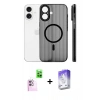MARSİLYAN™- iPhone 16 Kılıf Pusula Minimal Koleksiyonu - Siyah Bilvis 5in1 3D Magic Cam Ekran Koruyucu + Raze Metal Kamera Lens - PE
