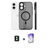 MARSİLYAN™- iPhone 16 Kılıf Pusula Minimal Koleksiyonu - Siyah Bilvis 5in1 3D Magic Cam Ekran Koruyucu + PVD Metal Kamera Lens - YL