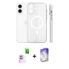 MARSİLYAN™- iPhone 16 Kılıf Pusula Minimal Koleksiyonu - Siyah Bilvis 5in1 3D Magic Cam Ekran Koruyucu + Raze Metal Kamera Lens - PE