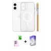 MARSİLYAN™- iPhone 16 Kılıf Pusula Minimal Koleksiyonu - Siyah Bilvis 5in1 3D Magic Cam Ekran Koruyucu + Raze Metal Kamera Lens - PE
