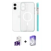 MARSİLYAN™- iPhone 16 Kılıf Pusula Minimal Koleksiyonu - Siyah Bilvis 5in1 3D Magic Cam Ekran Koruyucu + Bilvis Titan Kamera Lens - PE