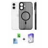 MARSİLYAN™- iPhone 16 Kılıf Pusula Minimal Koleksiyonu - Siyah Bilvis 5in1 3D Magic Cam Ekran Koruyucu + Raze Metal Kamera Lens - LT