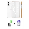 MARSİLYAN™- iPhone 16 Kılıf Pusula Minimal Koleksiyonu - Siyah Bilvis 5in1 3D Magic Cam Ekran Koruyucu + Raze Metal Kamera Lens - SH