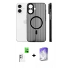 MARSİLYAN™- iPhone 16 Kılıf Pusula Minimal Koleksiyonu - Siyah Bilvis 5in1 3D Magic Cam Ekran Koruyucu + Raze Metal Kamera Lens - BZ