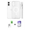 MARSİLYAN™- iPhone 16 Kılıf Pusula Minimal Koleksiyonu - Siyah Bilvis 5in1 3D Magic Cam Ekran Koruyucu + Raze Metal Kamera Lens - BZ