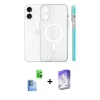MARSİLYAN™- iPhone 16 Kılıf Pusula Minimal Koleksiyonu - Siyah Bilvis 5in1 3D Magic Cam Ekran Koruyucu + Raze Metal Kamera Lens - LT