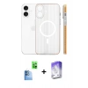 MARSİLYAN™- iPhone 16 Kılıf Pusula Minimal Koleksiyonu - Siyah Bilvis 5in1 3D Magic Cam Ekran Koruyucu + Raze Metal Kamera Lens - LT