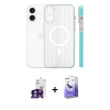 MARSİLYAN™- iPhone 16 Kılıf Pusula Minimal Koleksiyonu - Siyah Bilvis 5in1 5D Magic Hayalet Cam Ekran Koruyucu + Yeşil Bilvis Titan Kamera Lens