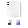 MARSİLYAN™- iPhone 16 Kılıf Pusula Minimal Koleksiyonu - Siyah Bilvis 5in1 5D Magic Hayalet Cam Ekran Koruyucu + Yeşil Bilvis Titan Kamera Lens