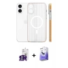 MARSİLYAN™- iPhone 16 Kılıf Pusula Minimal Koleksiyonu - Siyah Bilvis 5in1 5D Magic Hayalet Cam Ekran Koruyucu + Yeşil Bilvis Titan Kamera Lens