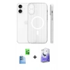 MARSİLYAN™- iPhone 16 Kılıf Pusula Minimal Koleksiyonu - Siyah Bilvis 5in1 5D Magic Hayalet Cam Ekran Koruyucu + Raze Metal Kamera Lens - LT