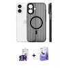 MARSİLYAN™- iPhone 16 Kılıf Pusula Minimal Koleksiyonu - Siyah Bilvis 5in1 5D Magic Hayalet Cam Ekran Koruyucu + Yeşil Bilvis Titan Kamera Lens