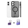 MARSİLYAN™- iPhone 16 Kılıf Pusula Minimal Koleksiyonu - Siyah Bilvis 5in1 5D Magic Hayalet Cam Ekran Koruyucu + Bilvis Titan Kamera Lens - PE