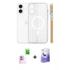 MARSİLYAN™- iPhone 16 Kılıf Pusula Minimal Koleksiyonu - Siyah Bilvis 5in1 5D Magic Hayalet Cam Ekran Koruyucu + Raze Metal Kamera Lens - PE