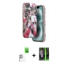 MARSİLYAN™- iPhone 16 Kılıf Siluet Doku - Şeffaf 360 Full Body Arka Koruyucu + Raze Metal Kamera Lens - BZ