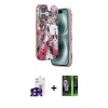 MARSİLYAN™- iPhone 16 Kılıf Siluet Doku - Şeffaf 360 Full Body Arka Koruyucu + Bilvis Titan Kamera Lens - SH