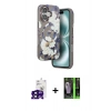 MARSİLYAN™- iPhone 16 Kılıf Siluet Doku - Şeffaf 360 Full Body Arka Koruyucu + Bilvis Titan Kamera Lens - SH
